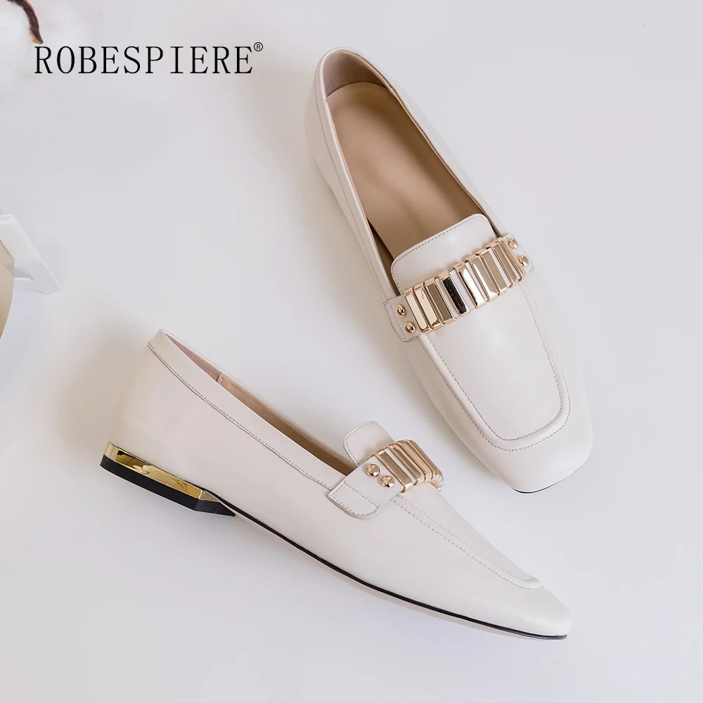ROBESPIERE Autumn Flat Women Shoes Fashion Buckle Genuine Leather Low Heels Loafers Women Slip On Square Toe Casual Flats A118 
ROBESPIERE Autumn Flat Women Shoes Fashion Buckle Genuine Leather Low Heels Loafers Women Slip On Square Toe Casual Flats A118