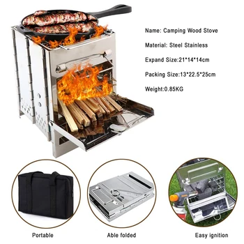 Adjustable Folding Camping Wood Stove Burning For Backpacking Survival Outdoor Cooking Picnic Hunting 
Adjustable Folding Camping Wood Stove Burning For Backpacking Survival Outdoor Cooking Picnic Hunting