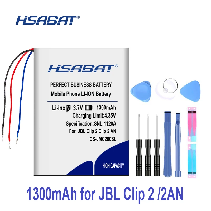 Аккумулятор HSABAT 1300 мАч GSP383555 для JBL Clip 2 AN CLIP2BLKAM CS056US P04405201 100% оригинал|Батареи MP3/MP4