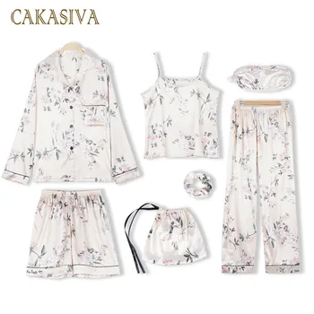 Pajamas Women's Long-Sleeved Viscose Fiber Floral 7 Piece Women's Sweet Cute Set Leisure Tops Pijama Sleepwear Woman Clothes
Pajamas Women's Long-Sleeved Viscose Fiber Floral 7 Piece Women's Sweet Cute Set Leisure Tops Pijama Sleepwear Woman Clothes