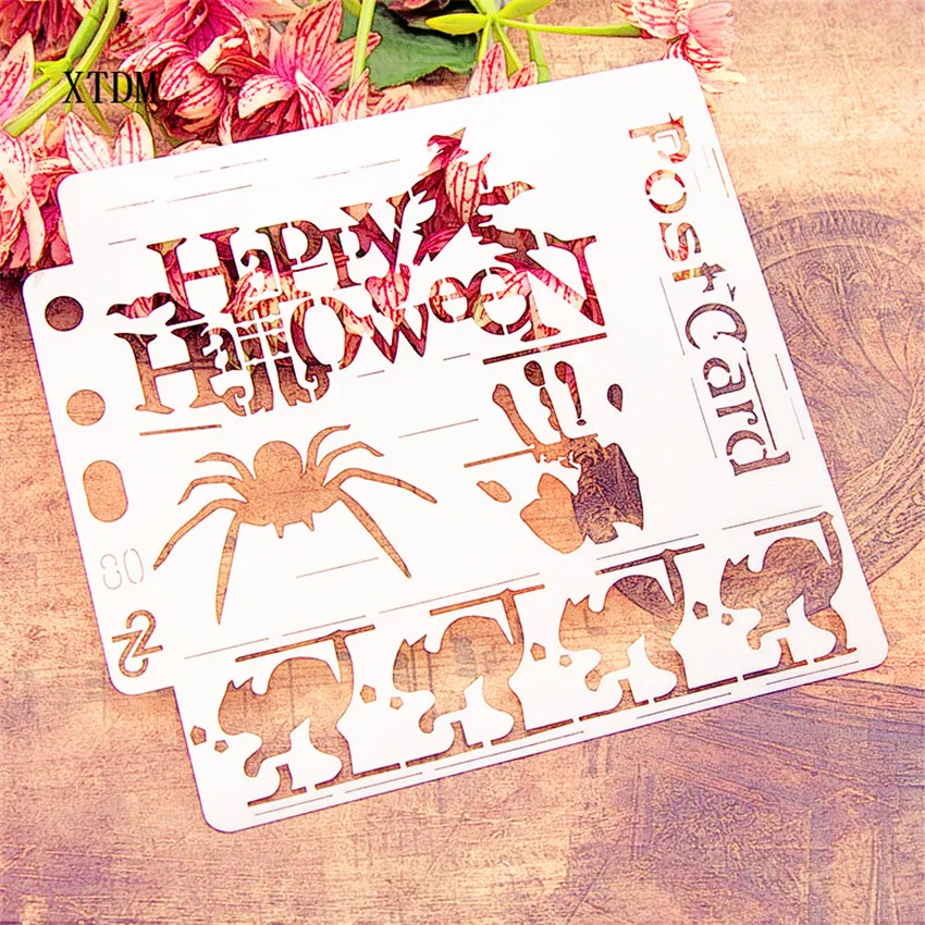 Happy Halloween plastic mold shield DIY cake scrapbook stencils hollow Embellishments printing lace ruler Valentine's Day
Happy Halloween plastic mold shield DIY cake scrapbook stencils hollow Embellishments printing lace ruler Valentine's Day