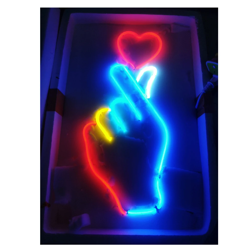 Фото Рекламный жест Я люблю тебя красное сердце Настоящая стеклянная трубка ручной