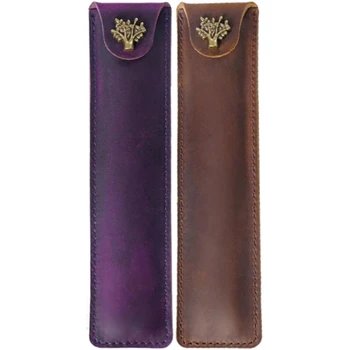 2Pcs Pen Pouch Holder Single Pencil Bag Pen Case with Snap Button for Rollerball Fountain Ballpoint Pen, Purple & Brown
2Pcs Pen Pouch Holder Single Pencil Bag Pen Case with Snap Button for Rollerball Fountain Ballpoint Pen, Purple & Brown
