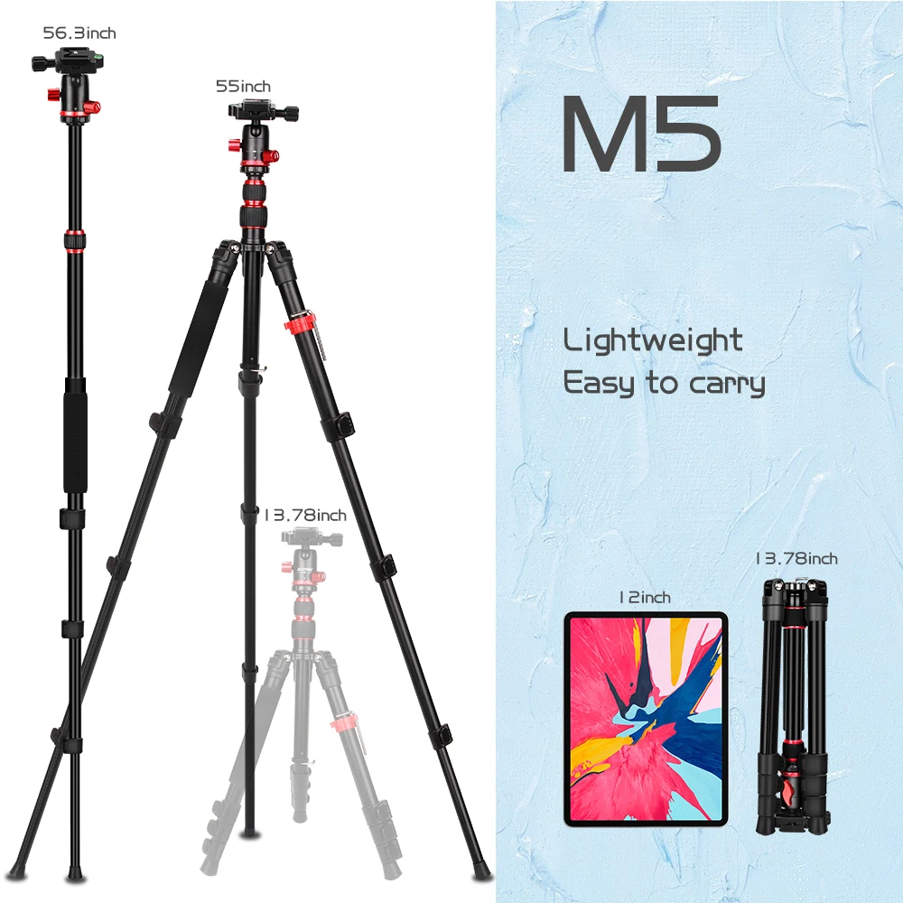 KEBIDU Camera Tripod Lightweight Travel Tripod Monopod Portable Camera Tripod Stand 360 Degree Ball Head Remote Bluetooth
KEBIDU Camera Tripod Lightweight Travel Tripod Monopod Portable Camera Tripod Stand 360 Degree Ball Head Remote Bluetooth