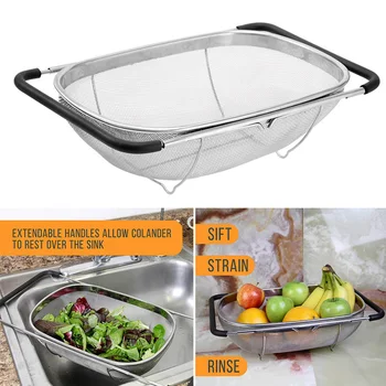 Over The Sink Stainless Steel Colander with Fine Mesh Strainer Basket Expandable Drain Kitchen WXV Sale
Over The Sink Stainless Steel Colander with Fine Mesh Strainer Basket Expandable Drain Kitchen WXV Sale