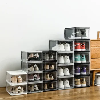 4pcs/Lot Sneaker Box Stackable Thickened Transparent Drawer Case Plastic Shoe Boxes Foldable Dustproof Sport Shoes Cabinet
4pcs/Lot Sneaker Box Stackable Thickened Transparent Drawer Case Plastic Shoe Boxes Foldable Dustproof Sport Shoes Cabinet