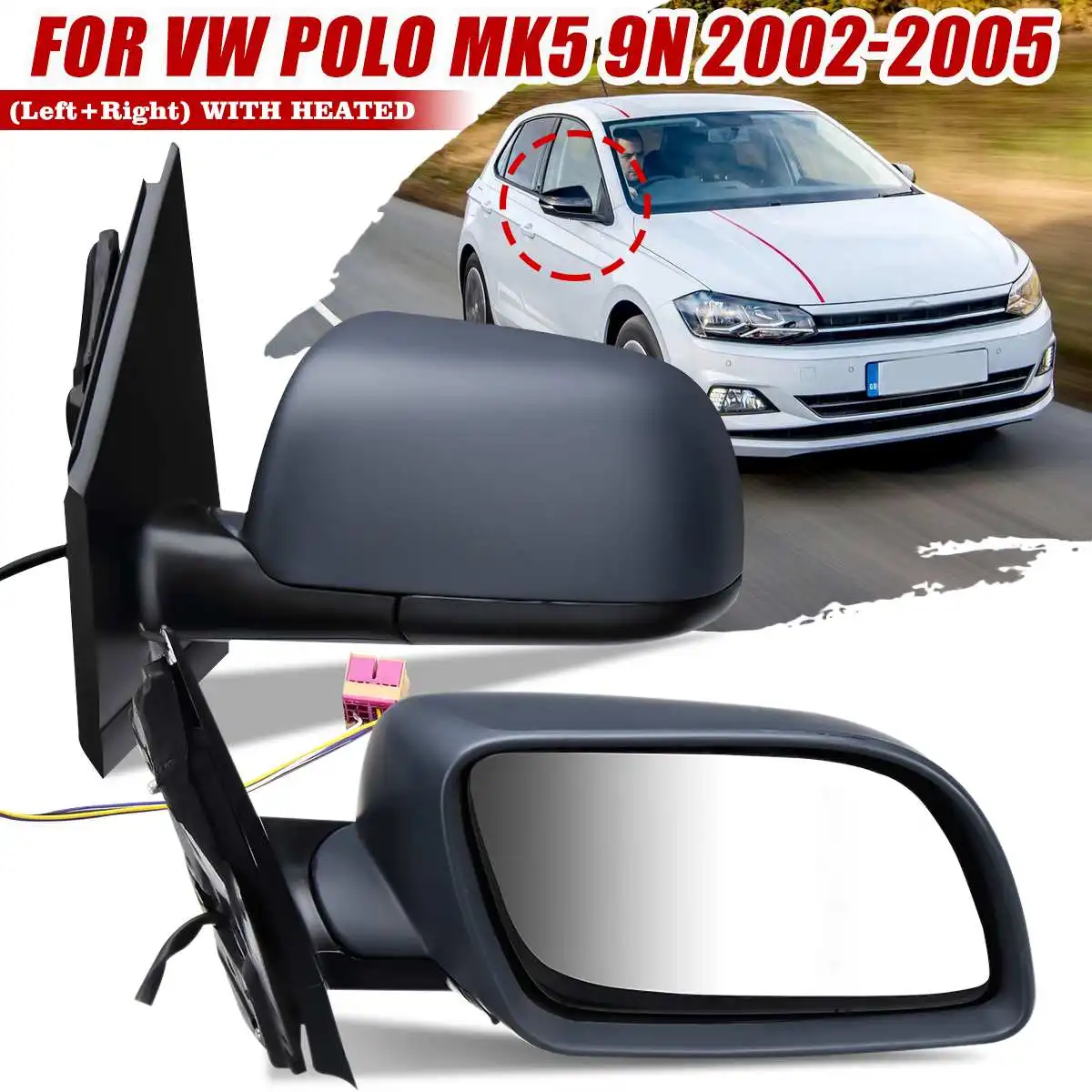 /& gt05 Nueva ala Espejo Vidrio Vw Polo Lado Conductor 02