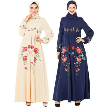 Women Maxi Abaya Dresses Floral Embroidery Muslim Long Dress Arabian Kimono Islamic Muslim Robes Middle East Dubai Clothing New 
Women Maxi Abaya Dresses Floral Embroidery Muslim Long Dress Arabian Kimono Islamic Muslim Robes Middle East Dubai Clothing New