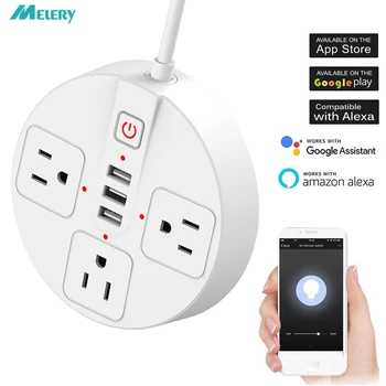 Wifi Smart Power Strip 3 way US Electric Plug Outlets Sockets USB 5ft Extention Cord Wirelss Remote Control by Alexa Google Home
Wifi Smart Power Strip 3 way US Electric Plug Outlets Sockets USB 5ft Extention Cord Wirelss Remote Control by Alexa Google Home