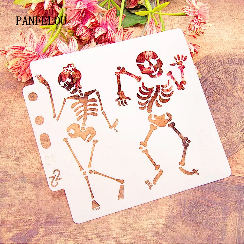 14x13cm Skeleton dancing scrapbook stencils spray plastic mold shield DIY cake hollow Embellishment printing lace ruler
14x13cm Skeleton dancing scrapbook stencils spray plastic mold shield DIY cake hollow Embellishment printing lace ruler