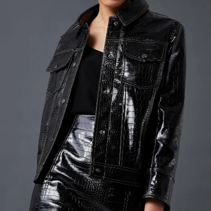 2020 Latest Spring And Autumn Crocodile Patterned Vegan Leather Motorcycle Jacket Crocodile Faux Leather Biker Jacket
2020 Latest Spring And Autumn Crocodile Patterned Vegan Leather Motorcycle Jacket Crocodile Faux Leather Biker Jacket