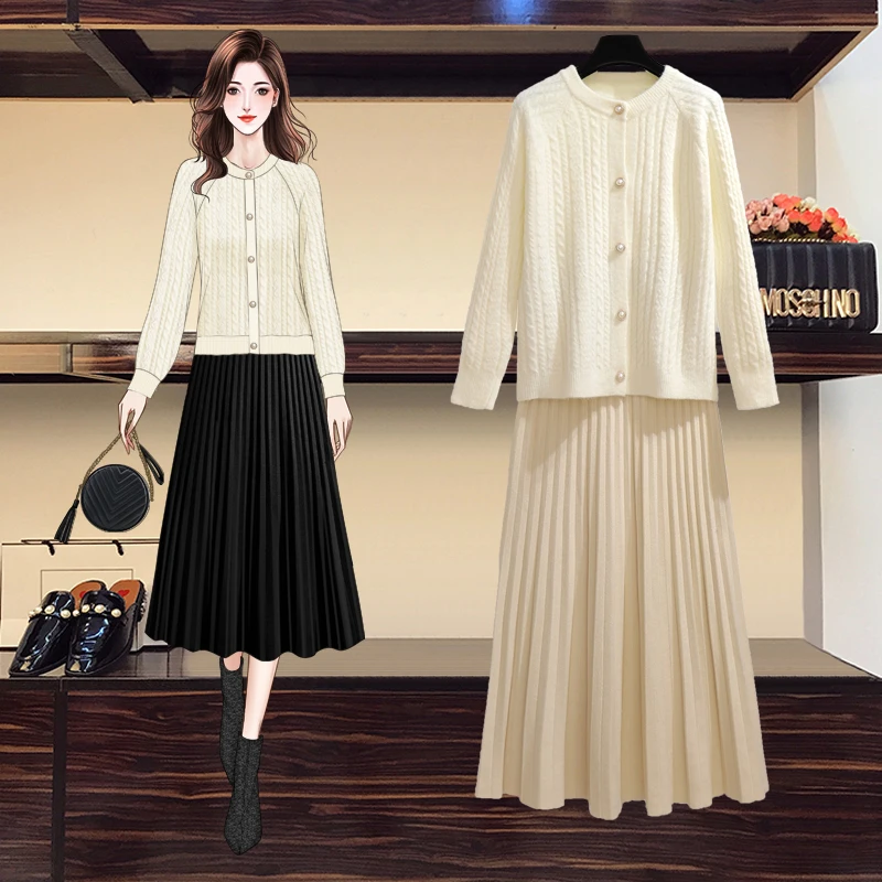Fall Sweater Coat Students Skirts Twist Knitting Cardigan Sweater Knitting A Word Pleated Skirt Two-Piece Clothing Set Outfit
Fall Sweater Coat Students Skirts Twist Knitting Cardigan Sweater Knitting A Word Pleated Skirt Two-Piece Clothing Set Outfit