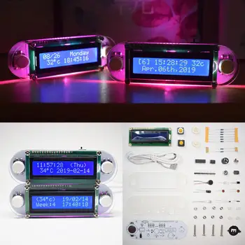 Colorful LED Light DIY Candlelight Effect LCD1602 Vibration Clock Kit holiday reminders With case
Colorful LED Light DIY Candlelight Effect LCD1602 Vibration Clock Kit holiday reminders With case
