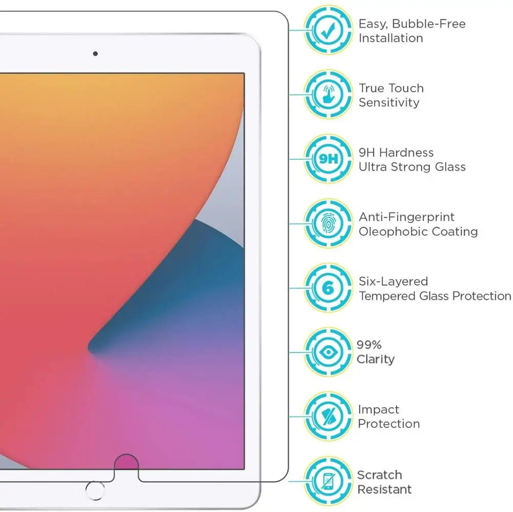 For Apple iPad 2019 7th Gen 10.2 inch A2197 A2198 A2200-9H Premium Tablet Tempered Glass Screen Protector Film Guard Cover
For Apple iPad 2019 7th Gen 10.2 inch A2197 A2198 A2200-9H Premium Tablet Tempered Glass Screen Protector Film Guard Cover