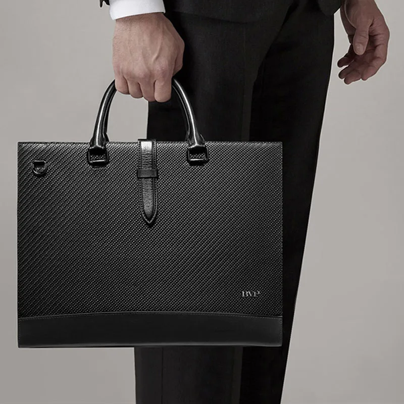 BVP Brand Genuine Leather Men Briefcase High Quality Man 14 inch Laptop Bag Male Document Case woven Shoulder J45 | Багаж и сумки