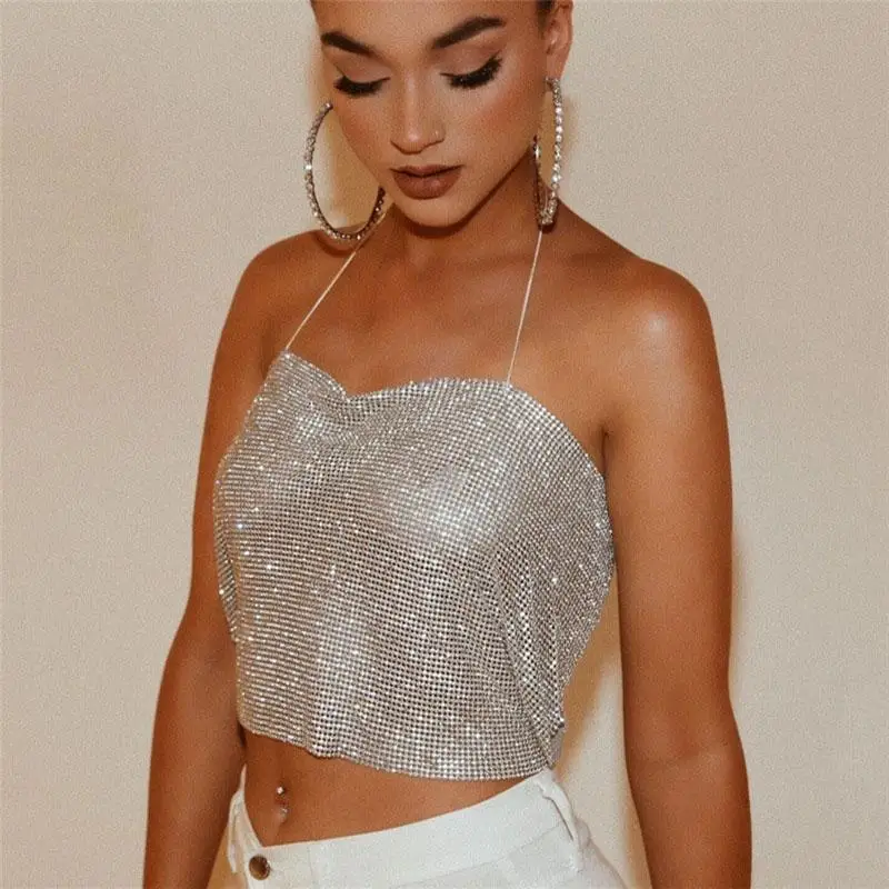 Sexy Full Crystal Diamond Crop Tops Deep V Neck Backless Halter Tank Summer Beach Party Bralette Cropped Women Tank Tops
Sexy Full Crystal Diamond Crop Tops Deep V Neck Backless Halter Tank Summer Beach Party Bralette Cropped Women Tank Tops