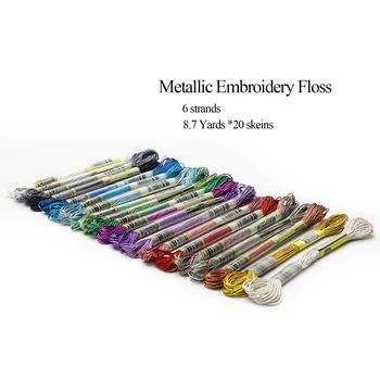 20 Colors per set Metallic Floss 8 meters Embroidery Floss 6 Strands Metallic Embroidery Cross Stitch Thread
20 Colors per set Metallic Floss 8 meters Embroidery Floss 6 Strands Metallic Embroidery Cross Stitch Thread