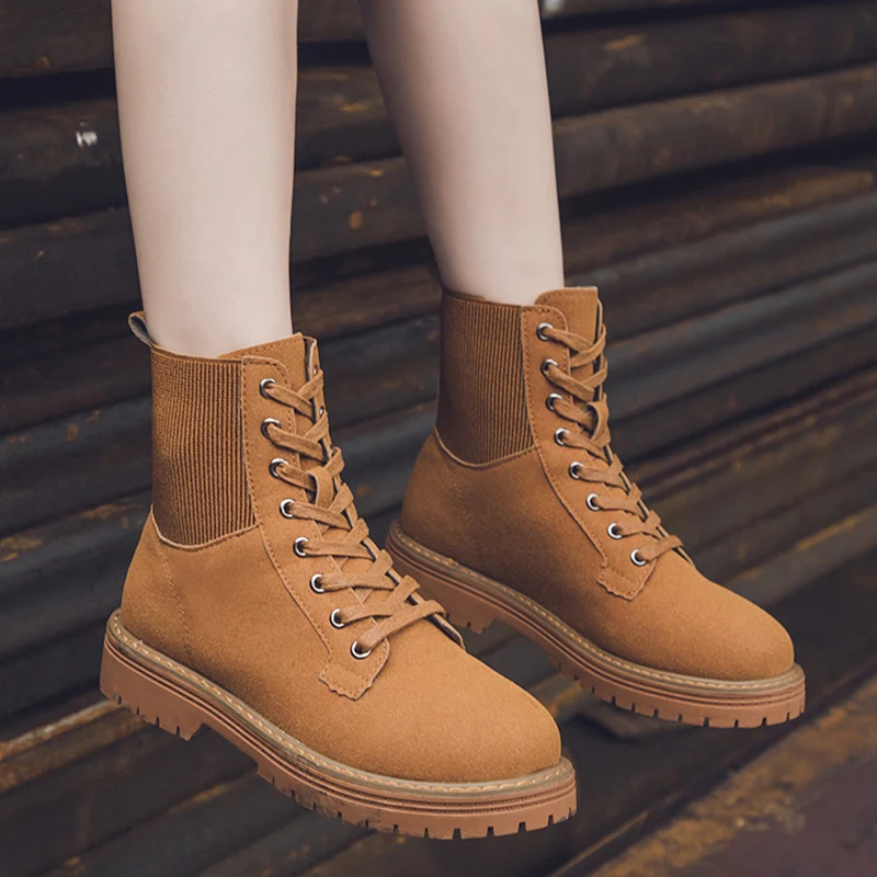 Lucyever Retro Matte Leather Ankle Boots Women Lace Up Platform Autumn Shoes Woman Elastic Solid Black Brown Booties Mujer 2019
Lucyever Retro Matte Leather Ankle Boots Women Lace Up Platform Autumn Shoes Woman Elastic Solid Black Brown Booties Mujer 2019