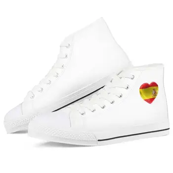 

Heart-shaped Spanish Flag Pattern Custom Man High-top Canvas Shoes Fashion Board Shoes Vulcanized Shoes Off White Shoes Spain