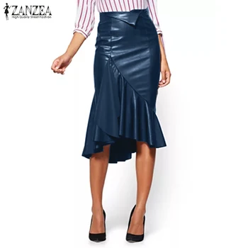 Stylish Women High Wasit Skirts ZANZEA Elegant OL Work PU Leather Skirt Summer Ruffles Hem Skirt Casual Asymmetric Jupe Vestido
Stylish Women High Wasit Skirts ZANZEA Elegant OL Work PU Leather Skirt Summer Ruffles Hem Skirt Casual Asymmetric Jupe Vestido