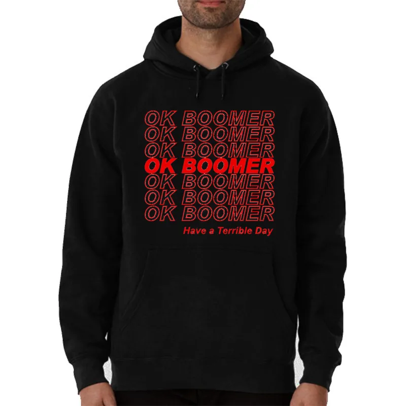 Толстовки OK Boomer новинка новые идеи смешная толстовка с капюшоном черная серая