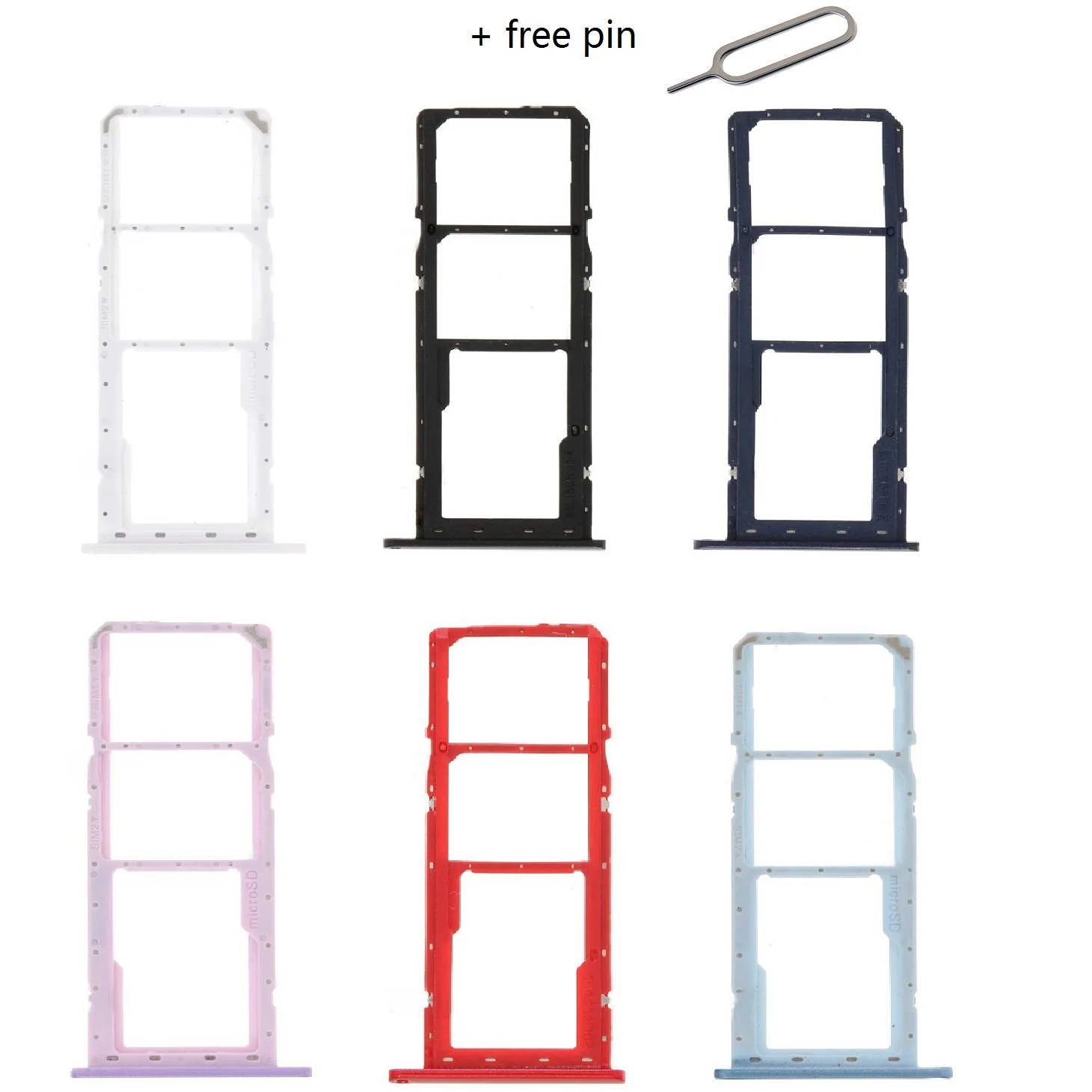 

OEM For Samsung Galaxy A01 A015 A11 A115 SIM Card Tray Holder With Eject Pin - Green White Black Blue Purple Red