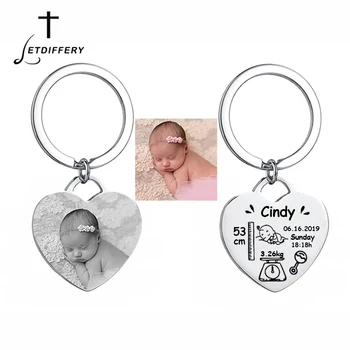 Letdiffery Custom Baby Keychain Stainless Steel Engrave Photo Name Date Of Birth Weight Time Height For Newborn Heart Keyring 
Letdiffery Custom Baby Keychain Stainless Steel Engrave Photo Name Date Of Birth Weight Time Height For Newborn Heart Keyring