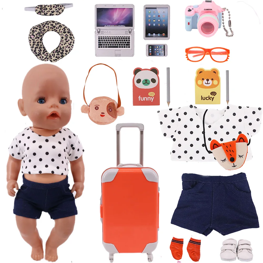 Одежда для куклы оранжевая повседневная одежда/обувь/чемодан 18-дюймовая кукла