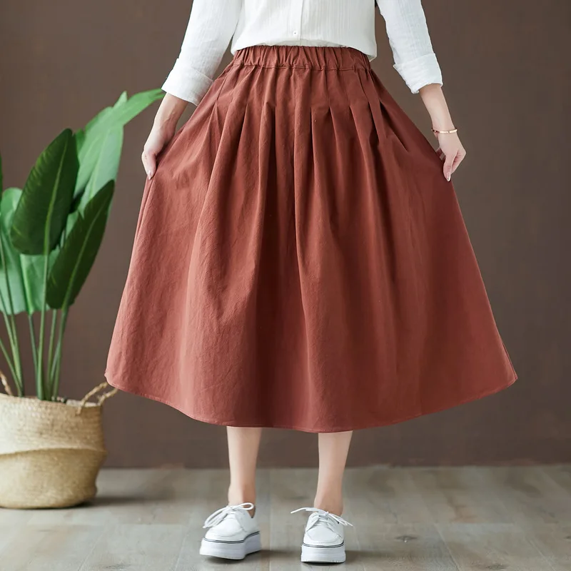 Skirt Women's Spring And Autumn New Style Loose-Fit Big Hemline Literature And Art Skirt Students Versatile Solid Color Mid-leng
Skirt Women's Spring And Autumn New Style Loose-Fit Big Hemline Literature And Art Skirt Students Versatile Solid Color Mid-leng