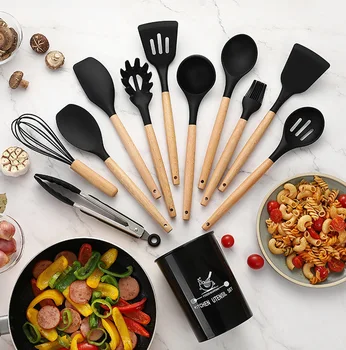 COOKING TOOLS WOOD HANDEL Silicone Kitchenware Utensils Resistant Non-Stick Cooking Utensils Kitchen Accessories
COOKING TOOLS WOOD HANDEL Silicone Kitchenware Utensils Resistant Non-Stick Cooking Utensils Kitchen Accessories