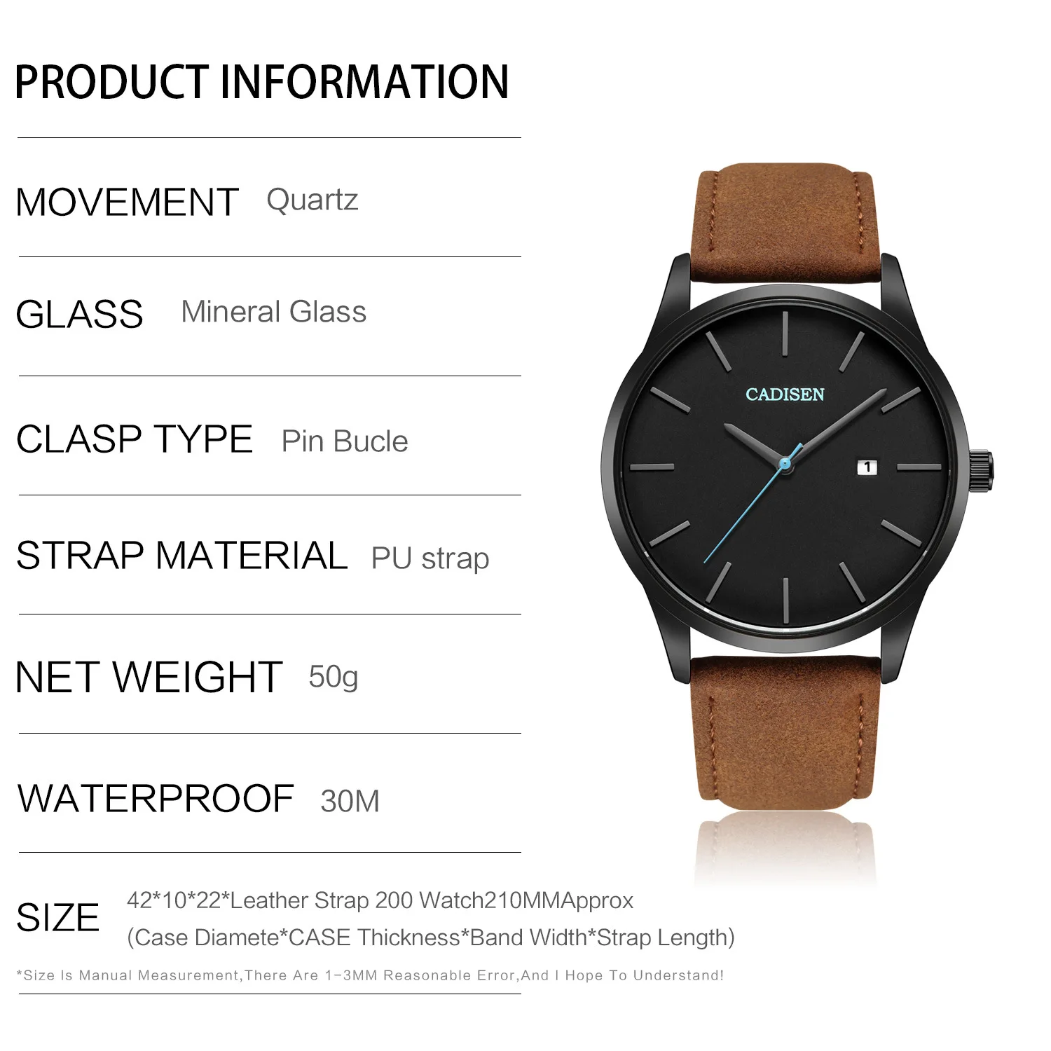 Kds cadisen Simple MEN'S Watch Hot Selling Leather Watch Strap Waterproof Quartz Watch 2021
Kds cadisen Simple MEN'S Watch Hot Selling Leather Watch Strap Waterproof Quartz Watch 2021