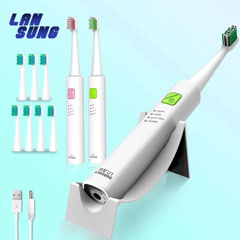 

Electric Toothbrush Sonic Wave Rechargeable toothbrush Head Replaceable Lansung U1 Whitening Healthy Best Gift  5