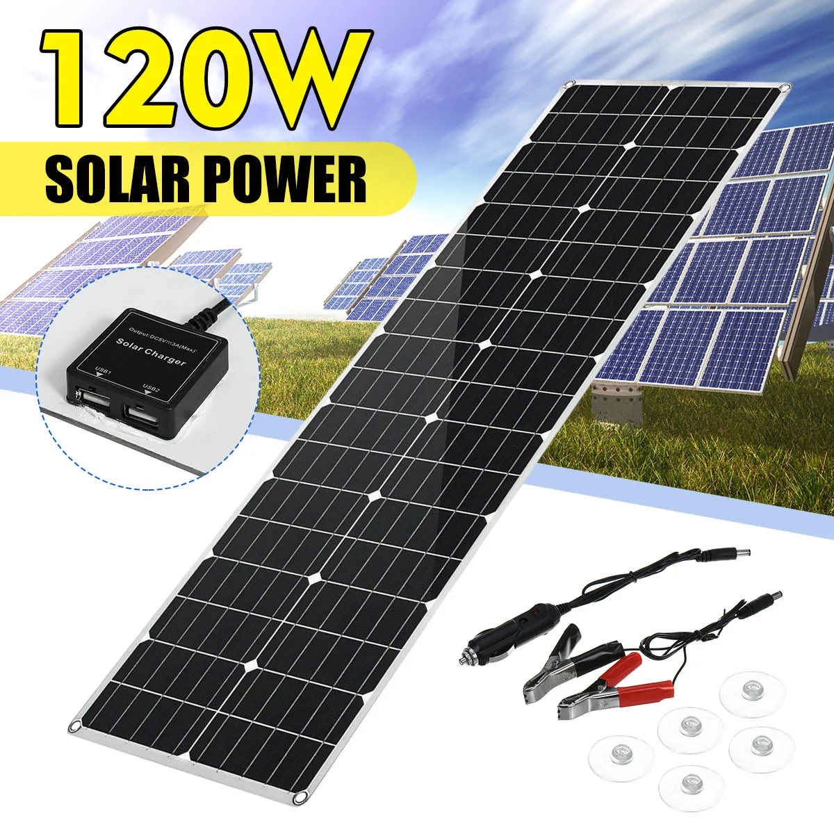Solar Panel 120W 18 Volt 120 Watt Solar System Module/System Charger/Battery solar cell for Car Rood Marine Outdoor Charger
Solar Panel 120W 18 Volt 120 Watt Solar System Module/System Charger/Battery solar cell for Car Rood Marine Outdoor Charger