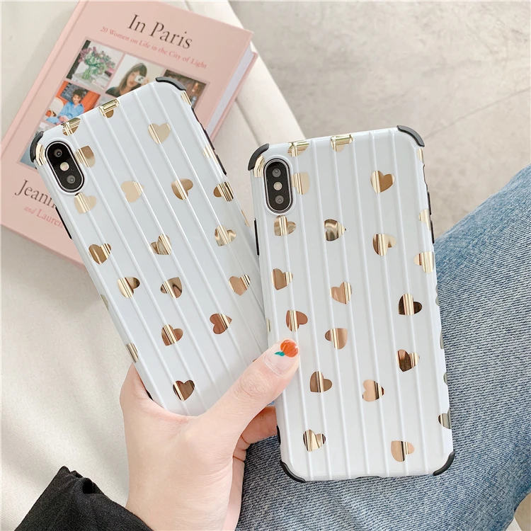 Luxury Golden Love Hearts luggage texture Cases For iphone XR XS Max Smooth IMD Phone Case For iphone X 7 8 6 Plus Back Cover
Luxury Golden Love Hearts luggage texture Cases For iphone XR XS Max Smooth IMD Phone Case For iphone X 7 8 6 Plus Back Cover