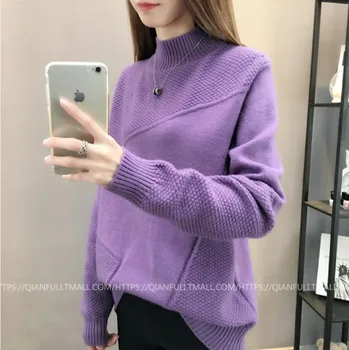 Women Autumn Winter Tops Gray color Style Loose Twist Knitted Short Design Pullover Turtleneck
Women Autumn Winter Tops Gray color Style Loose Twist Knitted Short Design Pullover Turtleneck