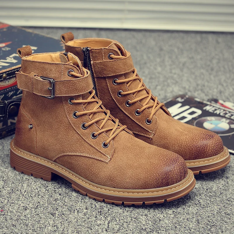 Martin Boots Men's 2019 Autumn England Workwear Leather Boot Men Lace-up Hight-top Desert Boots Outdoor Combat Boots MEN'S SHOES