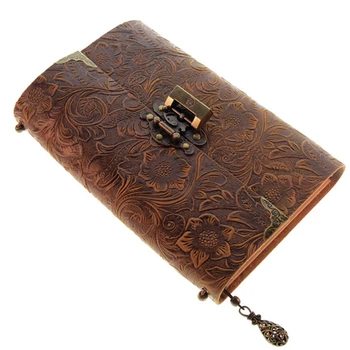 Brown Embossed Pattern Soft Leather Travel Notebook with Lock and Key Diary Notepad Kraft Paper Business Sketch and Writing
Brown Embossed Pattern Soft Leather Travel Notebook with Lock and Key Diary Notepad Kraft Paper Business Sketch and Writing