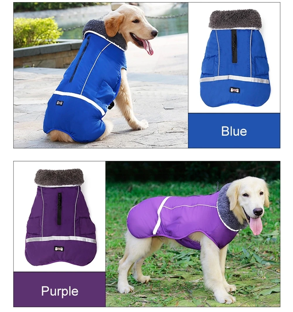 14 Dogs Pets Clothing Jacket Winter Waterproof Raincoat Soft Cotton Blanket Coat for Large Dogs and Small Dog Clothes Glowing Light