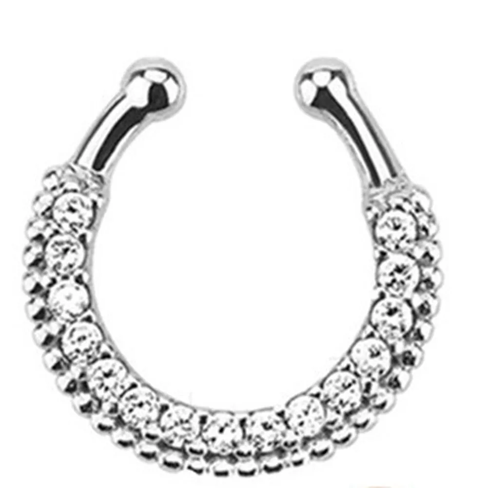 1PC Fashion Crystal Fake Nose Ring Round Shape Fake Septum Piercing Hoop For Women Faux Clip Clicker Non Titanium Body Jewelry
1PC Fashion Crystal Fake Nose Ring Round Shape Fake Septum Piercing Hoop For Women Faux Clip Clicker Non Titanium Body Jewelry