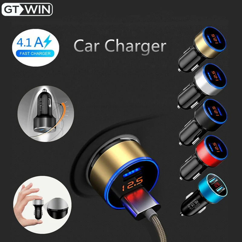 GTWIN Car Charger Quick Charge 4.1 Dual USB LED Display Fast Charging QC For iPhone Samsung Xiaomi Mobile Phone Car-Charger
GTWIN Car Charger Quick Charge 4.1 Dual USB LED Display Fast Charging QC For iPhone Samsung Xiaomi Mobile Phone Car-Charger