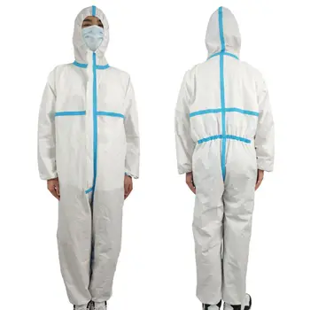 

Wegwerp medische beschermende overall Hooded beschermingspak epidemische isolatie kleding unisex-volwassene (kleur: wit, maat: L