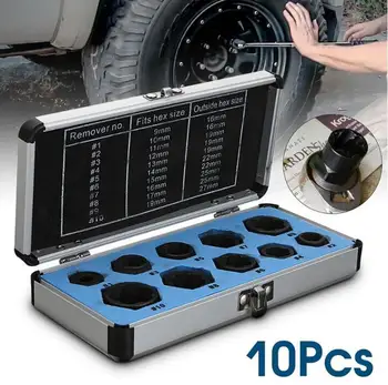 10pcs/Set Damaged Bolts Nuts Screws Remover Extractor Removal Tools Set Threading Tool Kit Black Nuts
10pcs/Set Damaged Bolts Nuts Screws Remover Extractor Removal Tools Set Threading Tool Kit Black Nuts