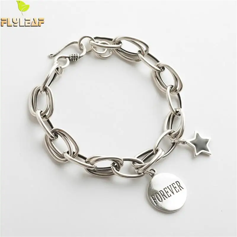 Flyleaf Thick Chain Do The Old Round Star Letter Bracelets & Bangles Real 925 Sterling Silver Bracelets For Women Fine Jewelry
Flyleaf Thick Chain Do The Old Round Star Letter Bracelets & Bangles Real 925 Sterling Silver Bracelets For Women Fine Jewelry
