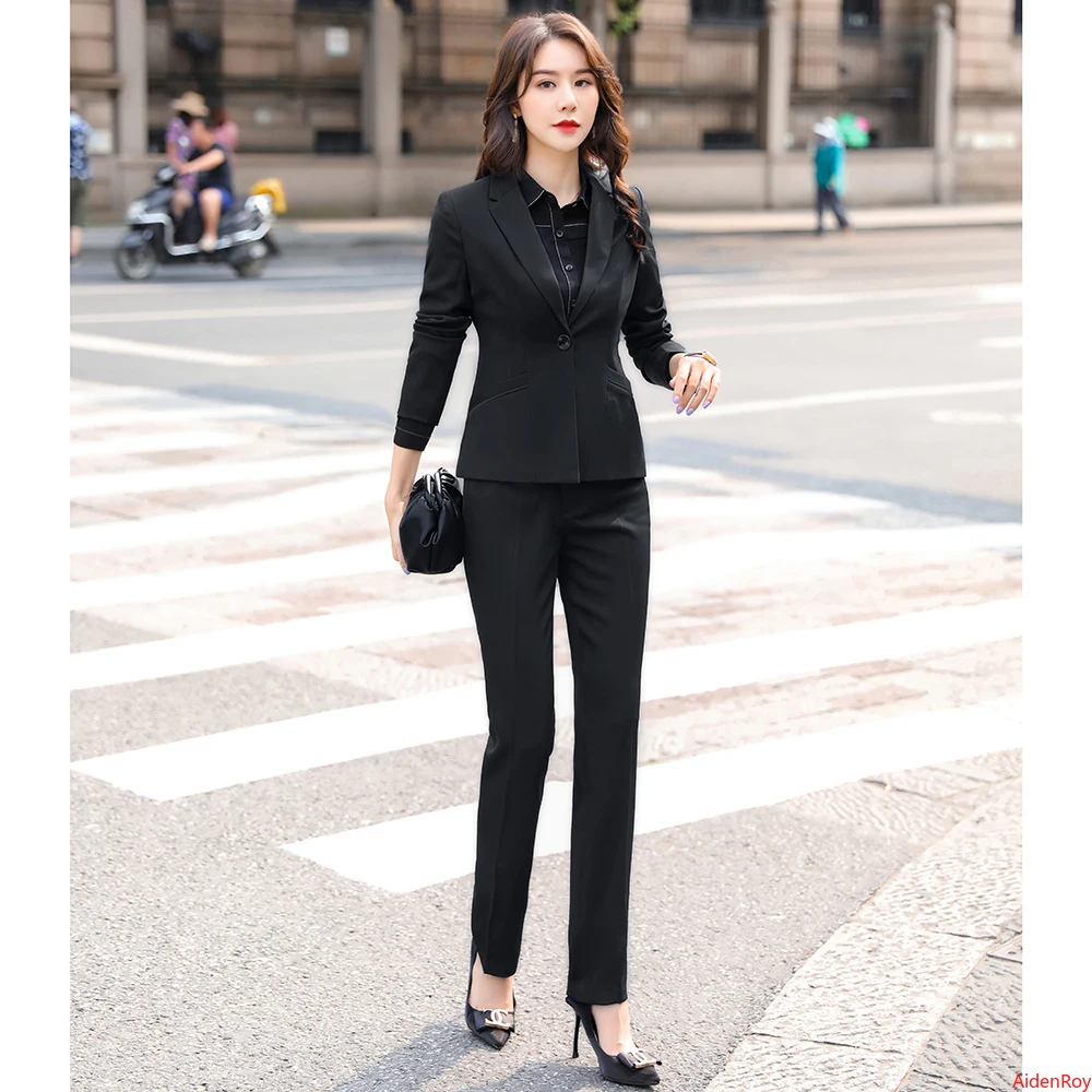Navy Blue Pants Suits Women Temperament Autumn and Winter Business Long Sleeve Blazer and Pants Office Ladies Work Wear Black OL
Navy Blue Pants Suits Women Temperament Autumn and Winter Business Long Sleeve Blazer and Pants Office Ladies Work Wear Black OL