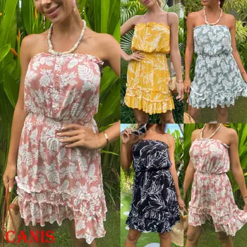 Summer Women's Boho Floral Dress Beach Holiday Sleeveless Party Dress Fashion Casual Loose Off-Shoulder High Waist Mini Dress
Summer Women's Boho Floral Dress Beach Holiday Sleeveless Party Dress Fashion Casual Loose Off-Shoulder High Waist Mini Dress