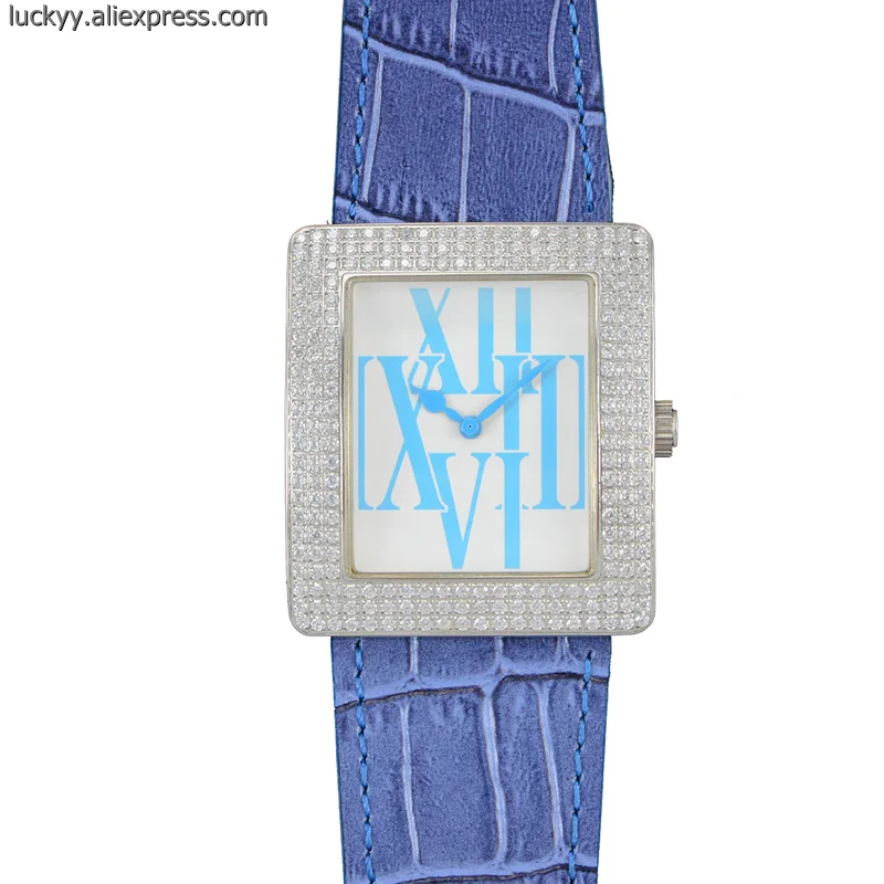 Square Fashion Quartz Women's Watches Steel Case with Diamond Girls Clock Blue Leather Strap High Quality A176
Square Fashion Quartz Women's Watches Steel Case with Diamond Girls Clock Blue Leather Strap High Quality A176