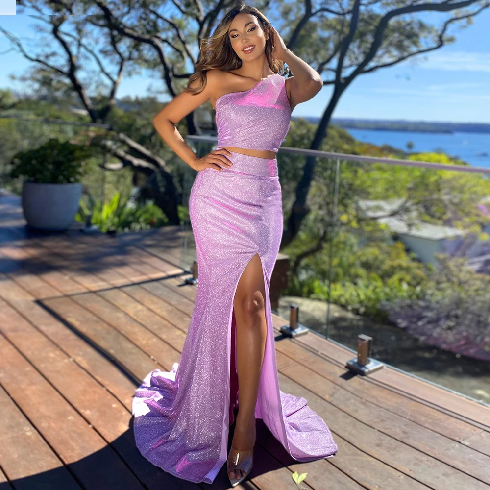 Sparkle Sequin Evening Dresses 2021 Gorgeous One-Shoulder Mermaid Prom Gowns Two Piece Side Split Party Dress robes de soirée
Sparkle Sequin Evening Dresses 2021 Gorgeous One-Shoulder Mermaid Prom Gowns Two Piece Side Split Party Dress robes de soirée