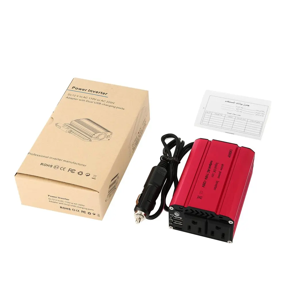 400W Car Power Inverter DC 12V to 110V AC Dual USB Ports Converter
400W Car Power Inverter DC 12V to 110V AC Dual USB Ports Converter