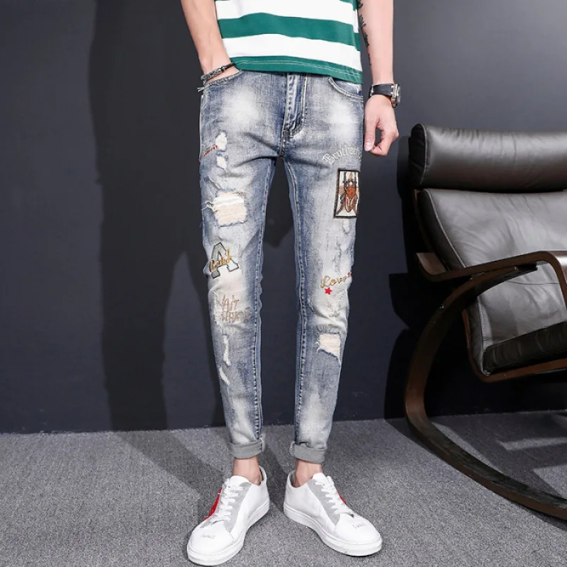 Elasticity Men Capri Jeans Summer Thin Section Popular Brand Slim Fit Korean-style Trend with Holes Skinny Pants Versatile Pants
Elasticity Men Capri Jeans Summer Thin Section Popular Brand Slim Fit Korean-style Trend with Holes Skinny Pants Versatile Pants