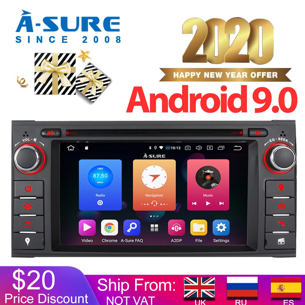 Автомобильный мультимедийный плеер A Sure 32G Android 9 0 Авторадио GPS DVD стерео навигация